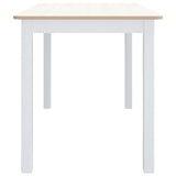 Dining Table White and Brown 114x71x75 cm Solid Rubber Wood 247363
