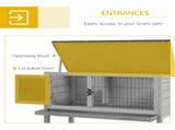 Wooden Guinea Pig Hutch, Small Animal Cage with Slide-out Tray, Openable Asphalt Roof, 84 x 43 x T3398P350037