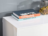 High Gloss Side Cabinet, Push-Open Design with 2 Drawers and 2 Cabinets for Living Room, 74H 117W T3398P377978