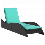 Sun Lounger with Cushion Black 60x205x73 cm Poly Rattan 368286