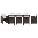 Garden Dining Set 9 pcs Brown Poly Rattan 3380604