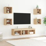 7 Piece TV Wall Units with LED Sonoma Oak Engineered Wood 3216585