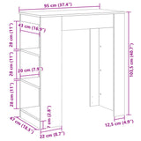 ZNTS Bar Table with Racks White 95x47x103.5 cm Engineered Wood 854382