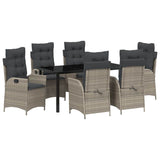 Garden Dining Set with Cushion 7 pcs Light Grey Poly Rattan 3380523