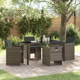 Garden Dining Set with Cushion 5 pcs Grey Poly Rattan 3379950