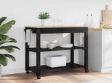 Kitchen Trolley MONZA Black 84 x 40 x 88.5 cm Solid Pine Wood 42027039
