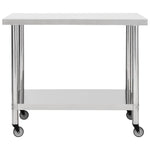 ZNTS Kitchen Work Table with Wheels 80x60x85 cm Stainless Steel 51636