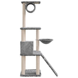 Cat Tree with Sisal Scratching Posts Light Grey 131 cm 171604