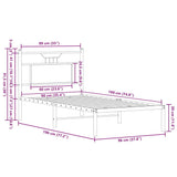 Bed Frame without Mattress Smoked Oak 90x190 cm Single Engineered Wood 4106735
