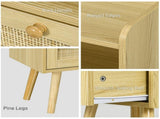 Set of Two Rattan Weave Bedside Tables - Wood Effect T3398P344421
