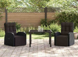 Garden Dining Set with Cushion 3 pcs Black Poly Rattan 3379527