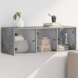 Wall Cabinet with Glass Doors Concrete Grey 102x37x35 cm 836514
