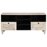TV Cabinet Bleached White 100 x 33 x 46 cm Solid Mango Wood 4018134