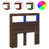 Headboard Cabinet with LED Brown Oak 100x17x102 cm 839188