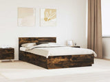 Bed Frame Smoked Oak 135 x 190 cm Engineered Wood 3408177