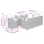 9 Piece Garden Dining Set with Cushions Black Poly Rattan 3212505