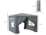 2 x 2m Pop Up Gazebo with Sides, Metal Frame Waterproof Marquee Party Tent Canopy with Free Carrying T3398P310878