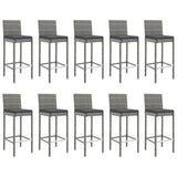 11 Piece Garden Bar Set with Cushions Grey Poly Rattan 3203932