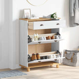 Shoe Cabinet ASKIM White 85 x 35 x 108 cm Solid Pine wood 4105438