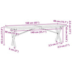 ZNTS Coffee Table X-Frame 160x40x45.5 cm Solid Wood Pine and Steel 3282756