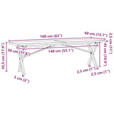 ZNTS Coffee Table X-Frame 160x40x45.5 cm Solid Wood Pine and Steel 3282756