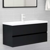 Sink Cabinet with Built-in Basin Black Engineered Wood 3071658