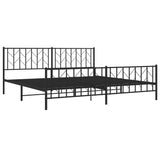 Metal Bed Frame without Mattress with Footboard Black 200x200cm 374462