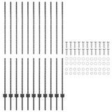 Embedded Fence Post 11 pcs Grey 200 cm Powder-Coated Steel 42006287