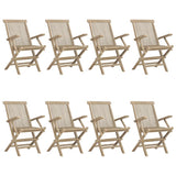 Folding Garden Chair Set of 8 Grey Solid teak wood Medium 3155072