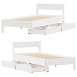 Bed Frame without Mattress White 90x200 cm Solid Wood Pine 3301759