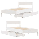 Bed Frame without Mattress White 90x200 cm Solid Wood Pine 3301759