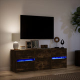 TV Cabinet with LED Smoked Oak 140x34x50 cm Engineered Wood 3307923