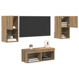 TV Wall Cabinets Wall-mounted 4 pcs Artisan Oak Engineered Wood 3402915
