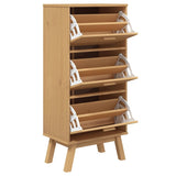 Shoe Cabinet OLDEN Brown 55x35x120cm Solid Wood Pine 358618