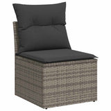 6 Piece Garden Sofa Set with Cushions Grey Poly Rattan Acacia 3327455