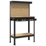 Workbench Black 81 x 41 x 145 cm Engineered Wood and Metal 42020129