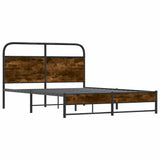 Bed Frame Without Mattress 140x190 cm Smoked Oak Engineered Wood 4100374