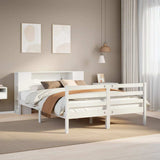 Bookcase Bed without Mattress White 150x200 cm King Size Solid Wood Pine 3321855