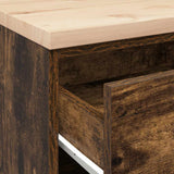 Garage Storage Cabinet Smoked Oak 60x51x85 cm Solid Wood Pine 860602