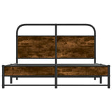 Bed Frame Without Mattress 135x190 cm Smoked Oak Engineered Wood 4100373