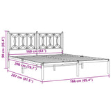 Metal Bed Frame without Mattress with Headboard White 160x200cm 376180