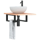 Basin Shelf Wall Mounted Steel and Solid Wood Oak 3302557