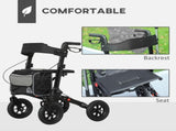 Folding Rollator Walker with Padded Seat, Backrest, Lightweight Walking Frame with Storage Bag, Dual T3398P343467