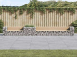 Garden Bench With Gabion Basket Pine wood colour, Galvanised steel 3196248