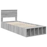 Bed Frame with Shelf Grey Sonoma 75 x 190 cm Engineered Wood 3408422