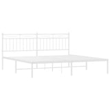 Metal Bed Frame without Mattress with Headboard White 183x213cm 373745
