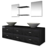 ZNTS Seven Piece Bathroom Furniture and Basin Set Black 272231