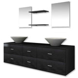 ZNTS Seven Piece Bathroom Furniture and Basin Set Black 272231