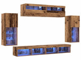 TV Cabinet Set Wall-mounted 6 pcs Old wood Engineered wood 3334380