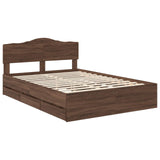Bed Frame with Drawer Brown Oak 140 x 190 cm Engineer Wood 3413011